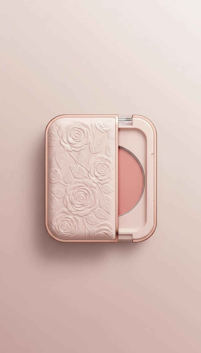 Blush Compact with Floral Embossing